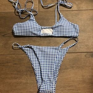 Bikini Blue and White plaid